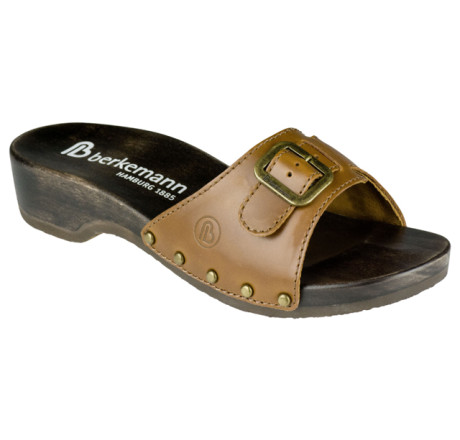 0110-416 Berkemann Hamburg Holz Sandale Kalbsleder muskat Größe 2,5 - 8,5
