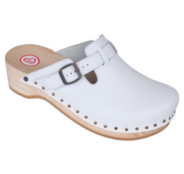 0402-100 BERKEMANN Riemen-Toeffler Holz Sandale weiß Gr. 5