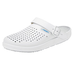 9300 ABEBA-Clogs ohne Schutzkappe weiß, perforiert, Leder, 