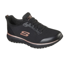 Skechers SQUAD SR Damen Slip-On Schuhe für Beruf und Freizeit  ohne Schutzkappe schwarz/gold 